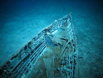 One of ship's boats lying on seabed in decayed state